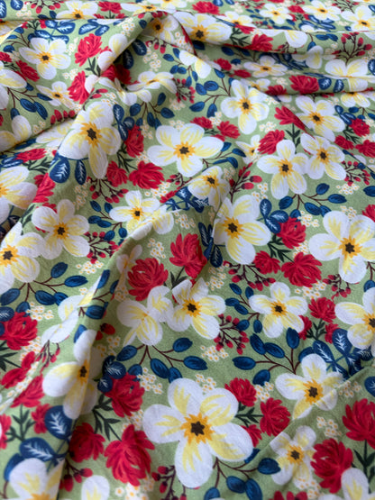 PC MARGE 014 viscose satin green flowerfield