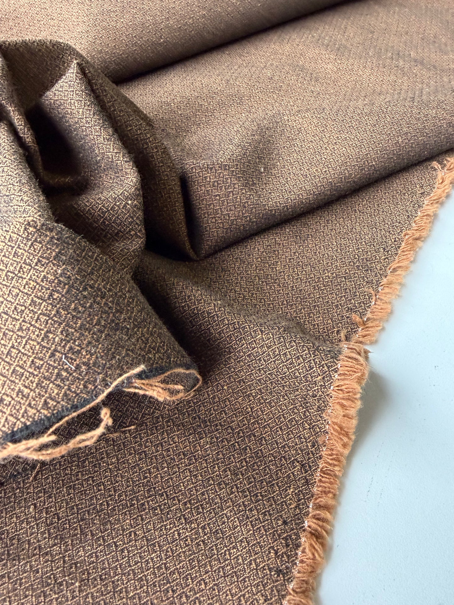 KALDEB 001 cognac coloured stretch fabric