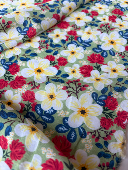 PC MARGE 014 viscose satin green flowerfield