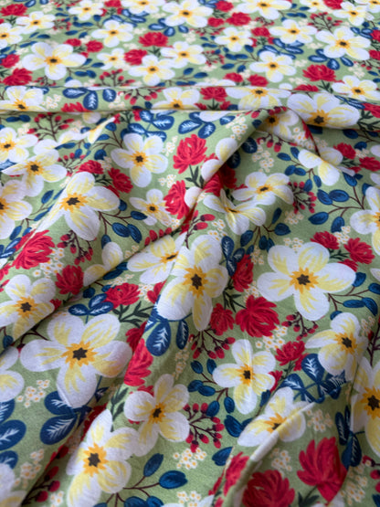 PC MARGE 014 viscose satin green flowerfield