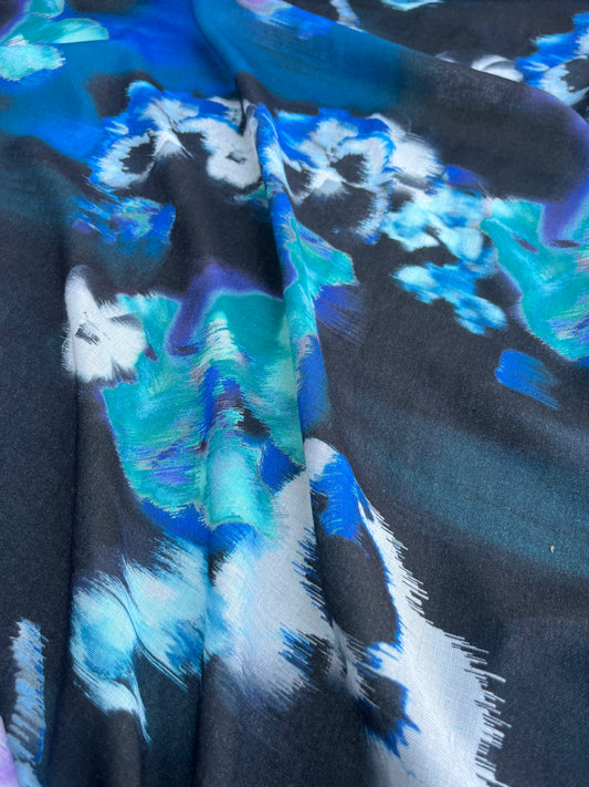 LC POPOL 019 gaze viscose/wool tie-dye flowers