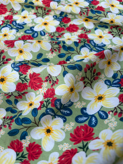 PC MARGE 014 viscose satin green flowerfield