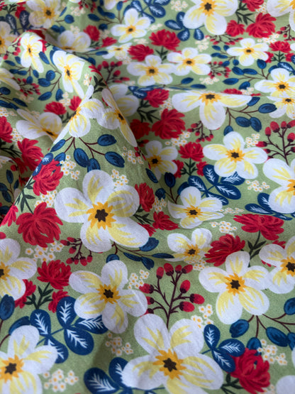 PC MARGE 014 viscose satin green flowerfield