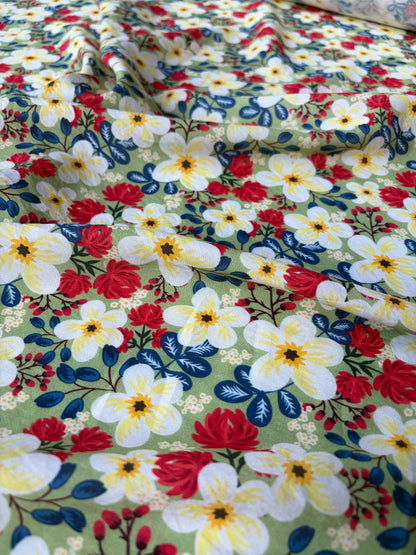 PC MARGE 014 viscose satin green flowerfield