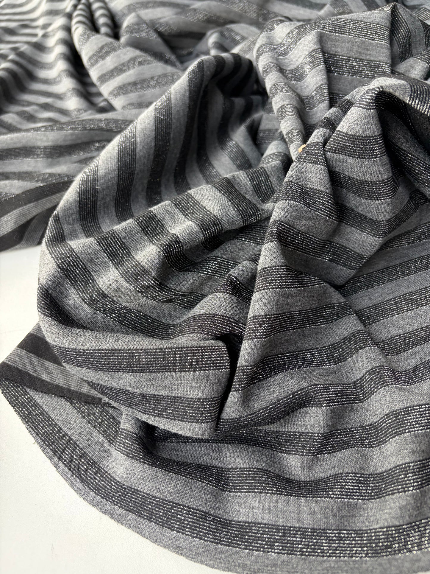 KALEB 008 black/silver striped heavy cotton jersey