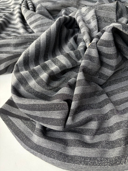 KALEB 008 black/silver striped heavy cotton jersey