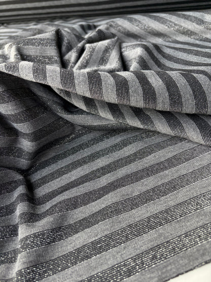 KALEB 008 black/silver striped heavy cotton jersey