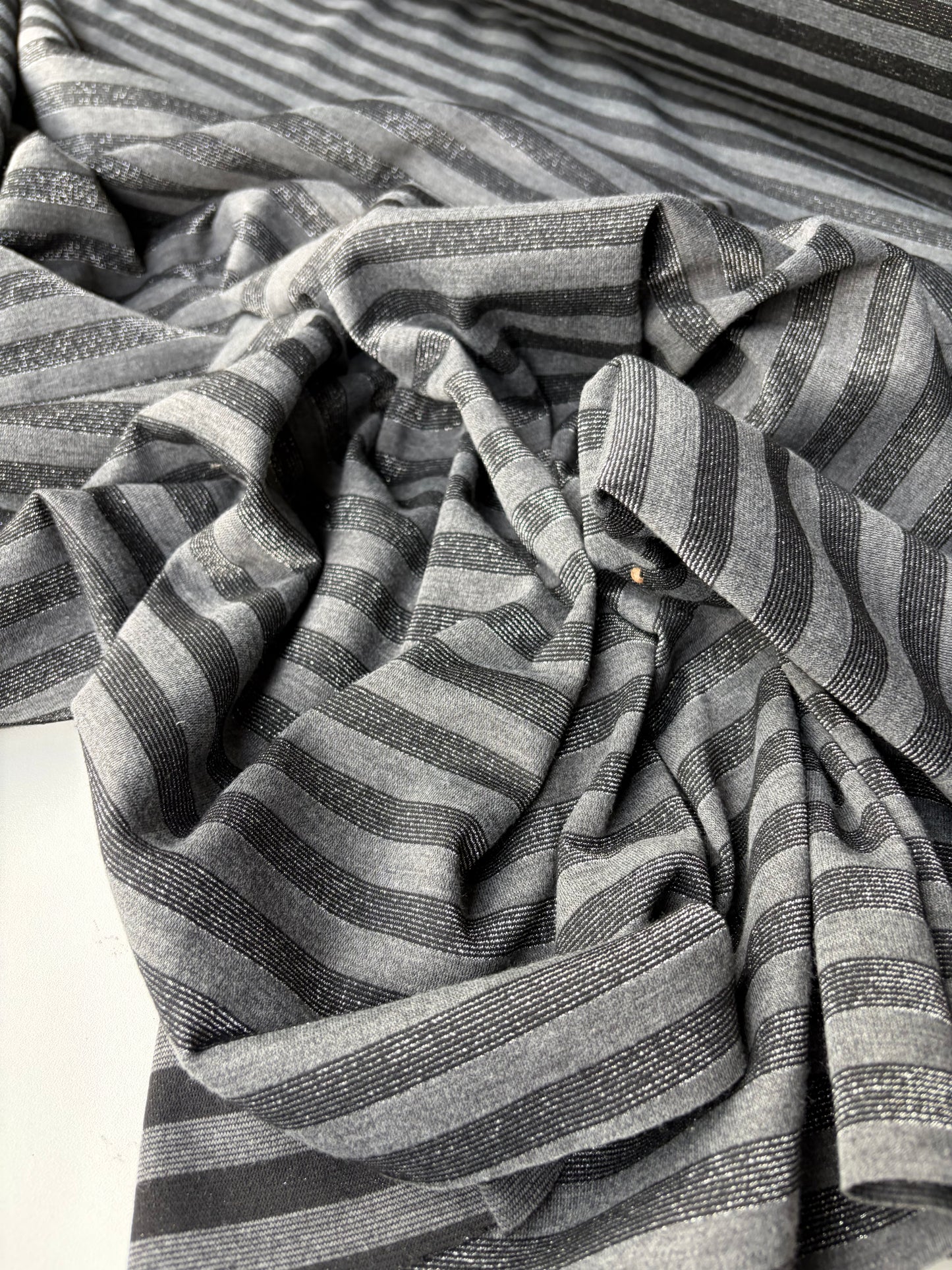 KALEB 008 black/silver striped heavy cotton jersey