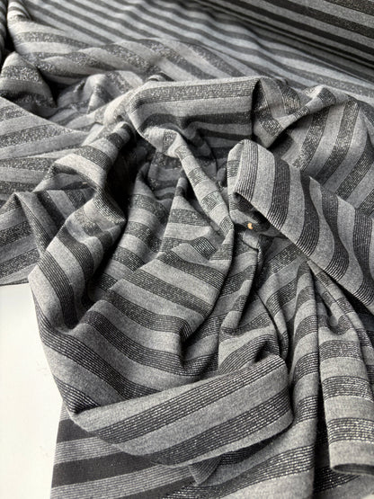 KALEB 008 black/silver striped heavy cotton jersey