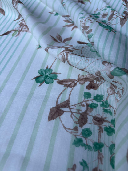 MARGE 020 cotton voile stripes and flowers khaky