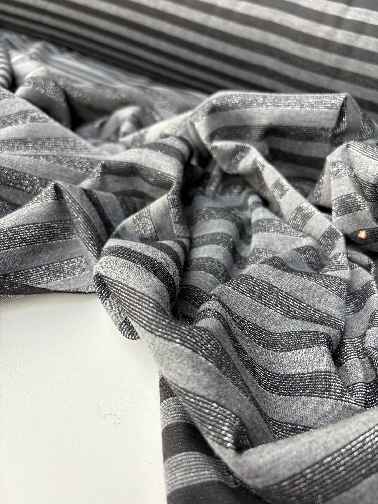 KALEB 008 black/silver striped heavy cotton jersey