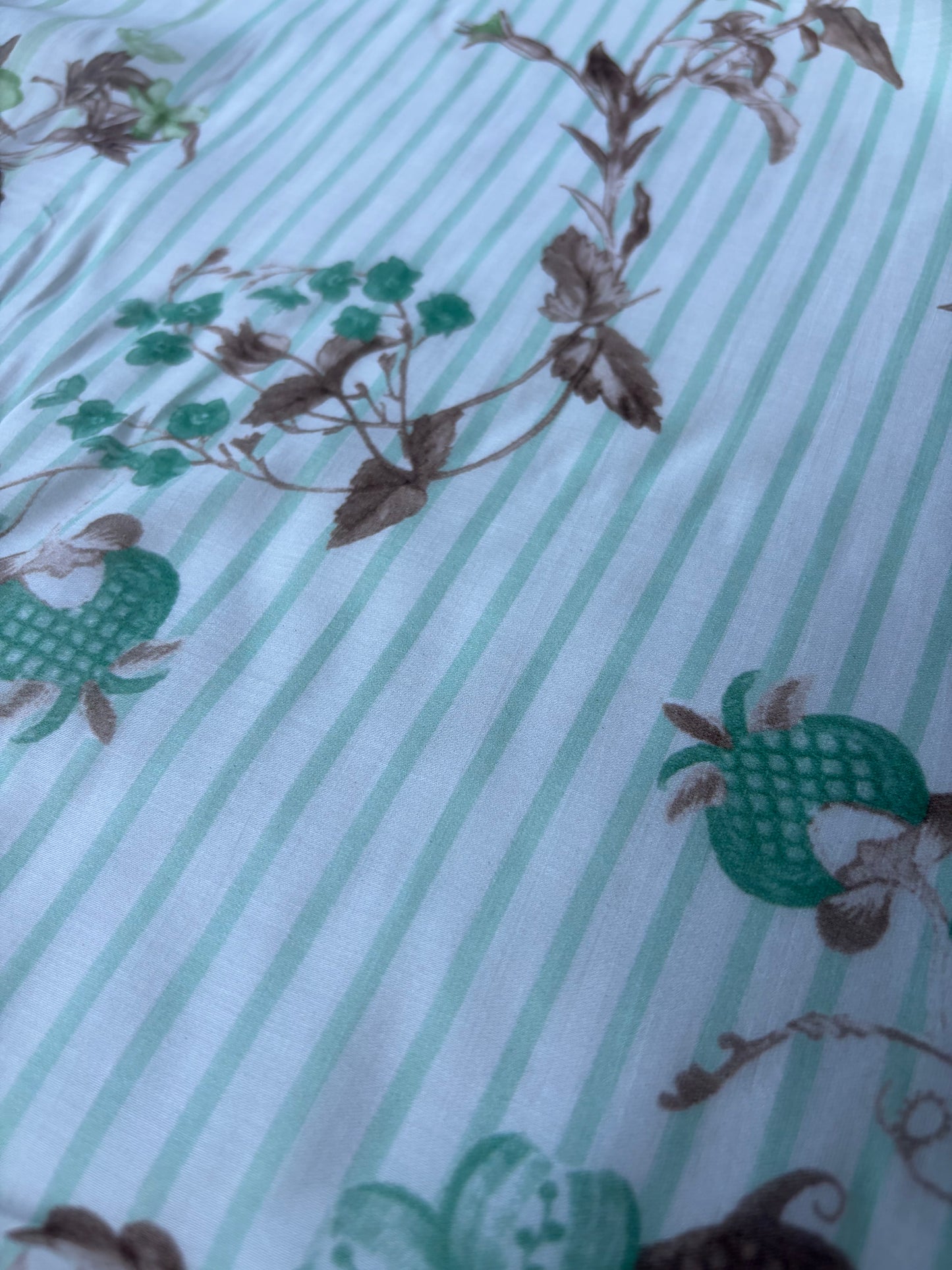 MARGE 020 cotton voile stripes and flowers khaky