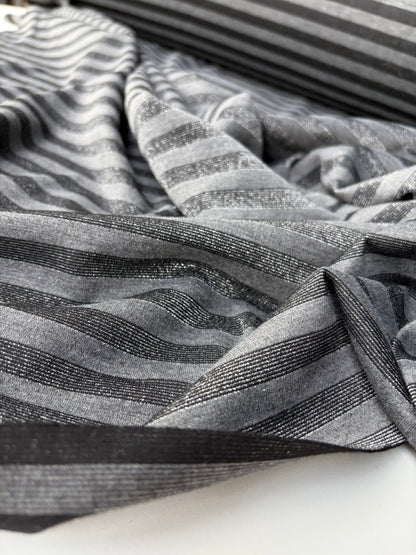 KALEB 008 black/silver striped heavy cotton jersey