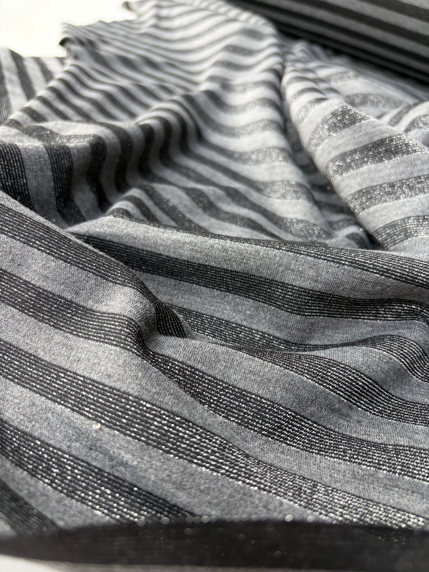 KALEB 008 black/silver striped heavy cotton jersey