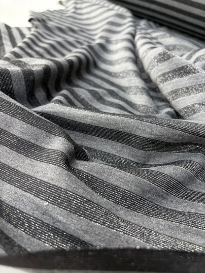 KALEB 008 black/silver striped heavy cotton jersey