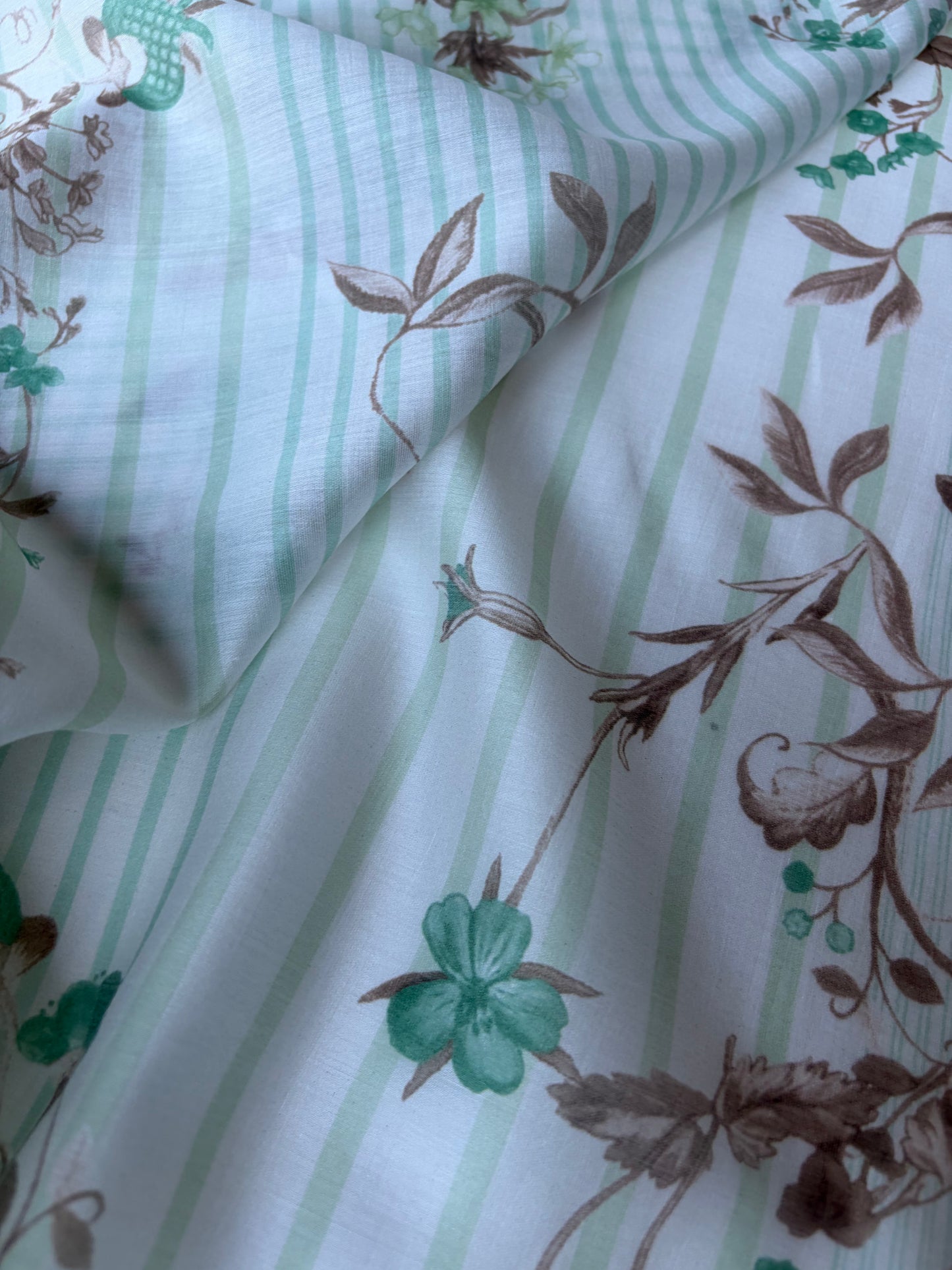 MARGE 020 cotton voile stripes and flowers khaky