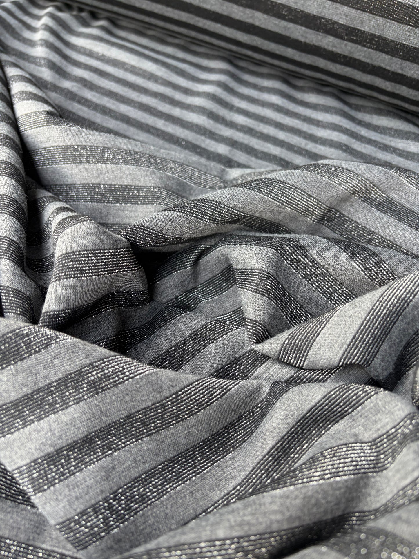 KALEB 008 black/silver striped heavy cotton jersey