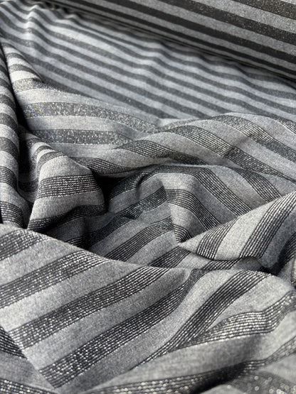 KALEB 008 black/silver striped heavy cotton jersey