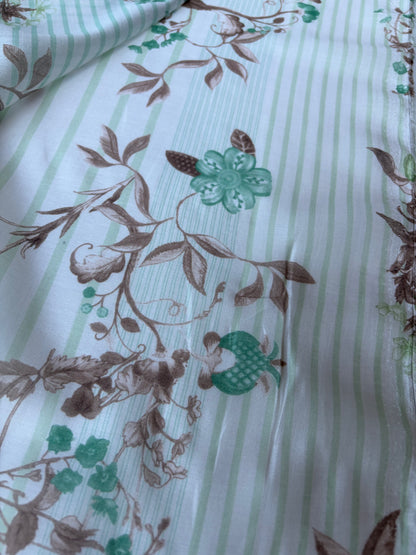 MARGE 020 cotton voile stripes and flowers khaky