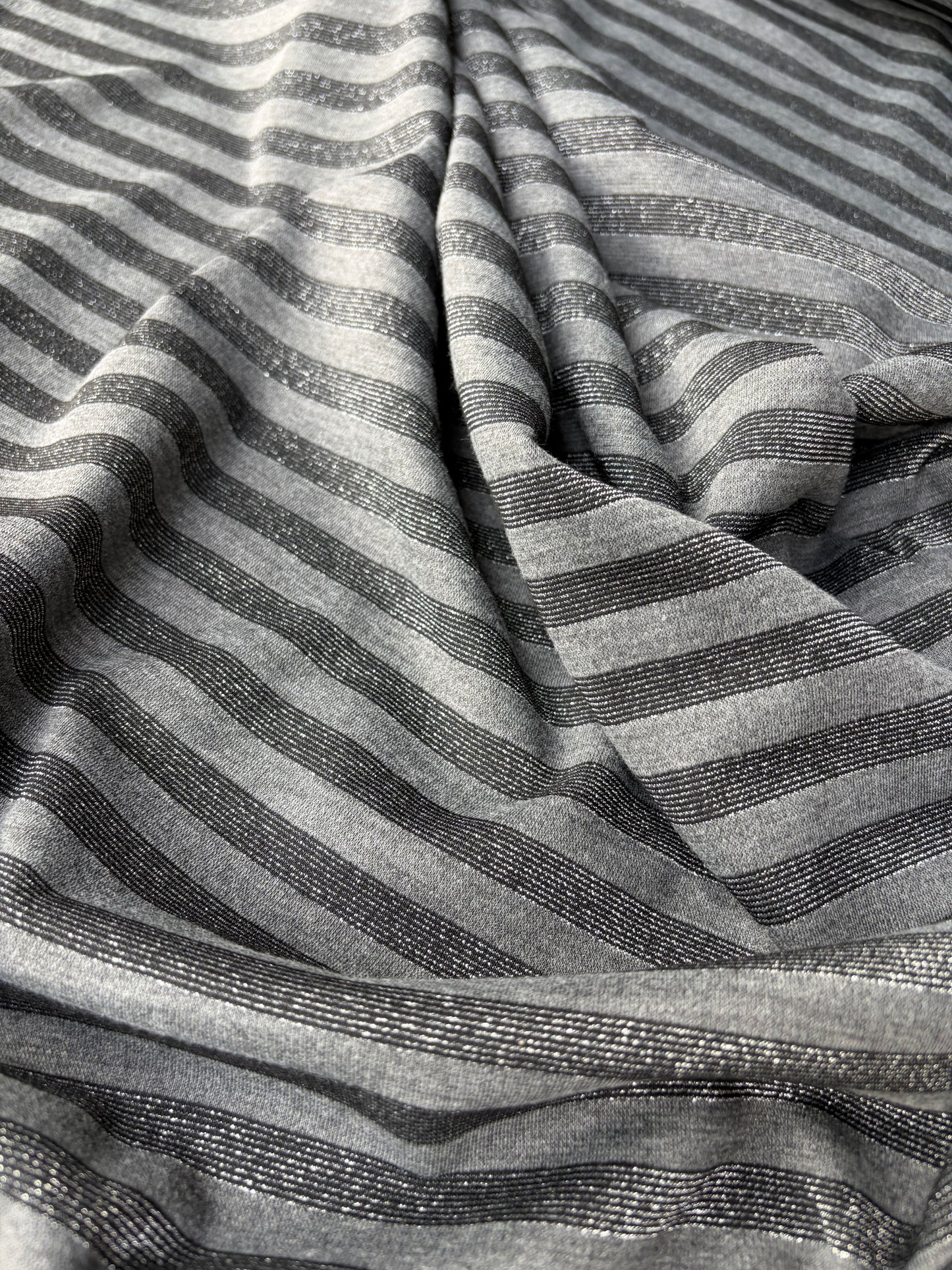 KALEB 008 black/silver striped heavy cotton jersey