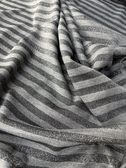 KALEB 008 black/silver striped heavy cotton jersey