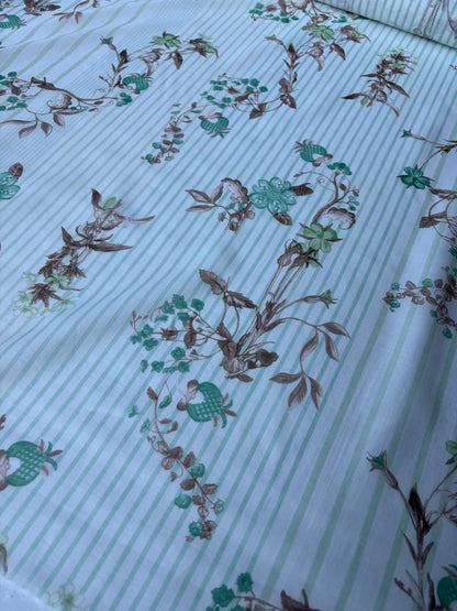 MARGE 020 cotton voile stripes and flowers khaky