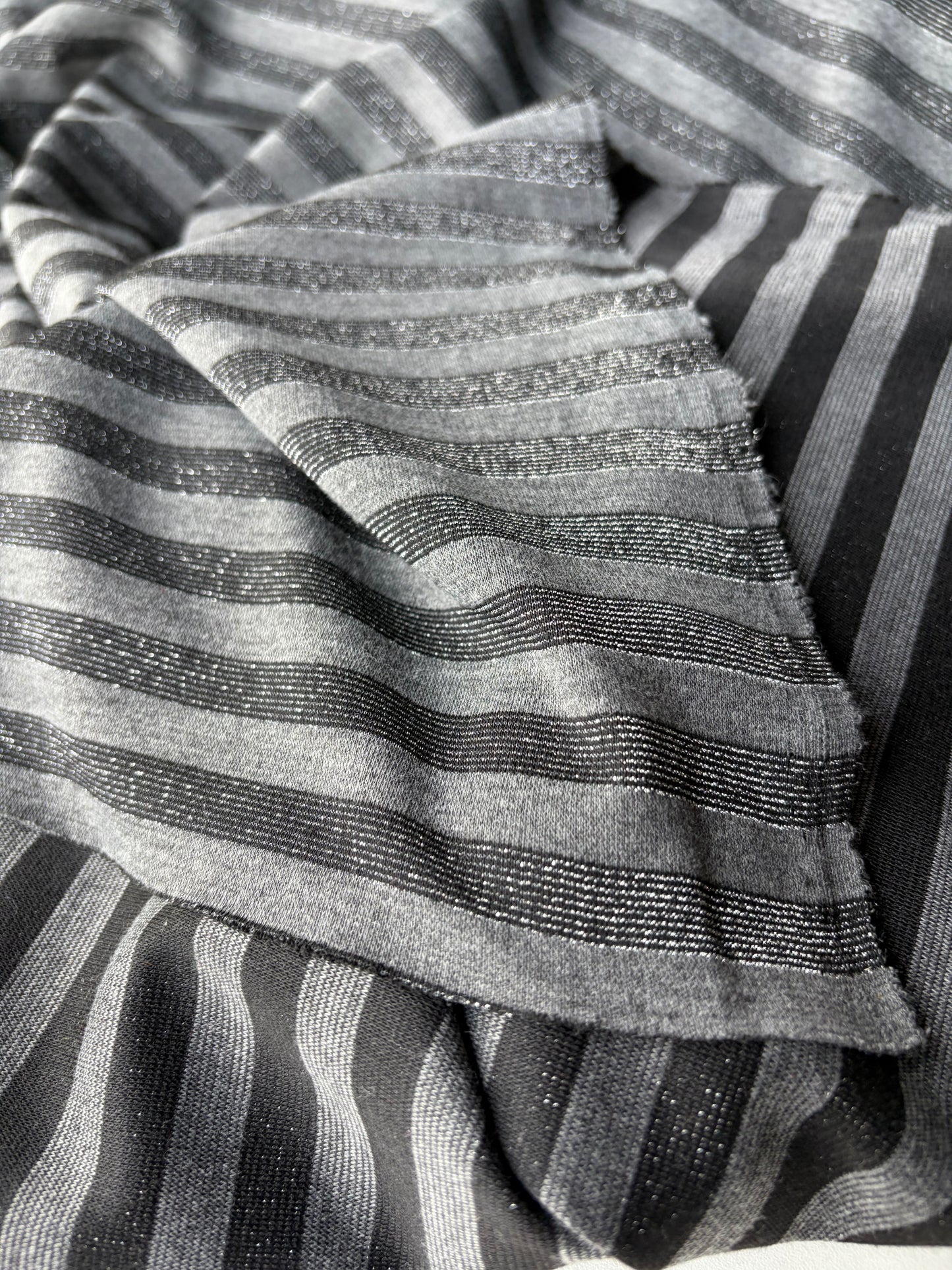 KALEB 008 black/silver striped heavy cotton jersey