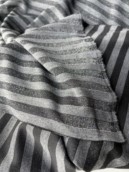 KALEB 008 black/silver striped heavy cotton jersey