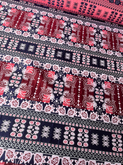 CELESTIN 027 shiny jacquard patchwork red/navy/silver