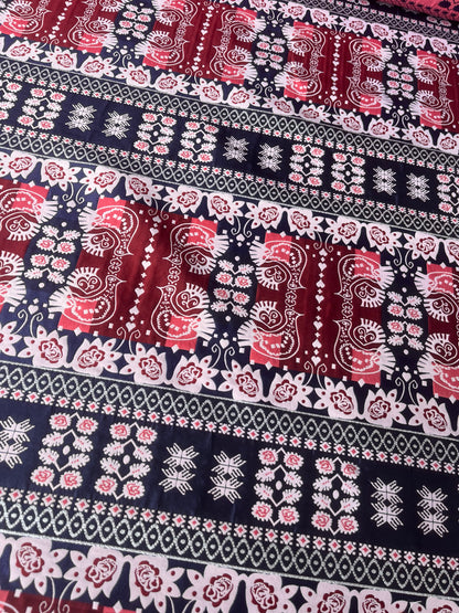 CELESTIN 027 shiny jacquard patchwork red/navy/silver