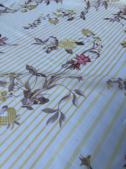 PC MARGE 023 cotton voile stripes and flowers yellow