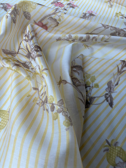 PC MARGE 023 cotton voile stripes and flowers yellow