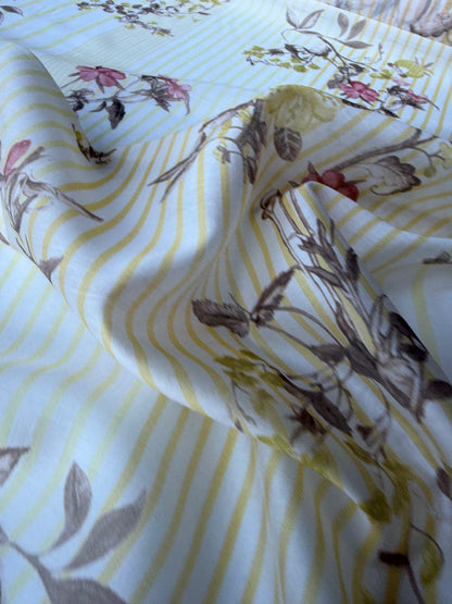 PC MARGE 023 cotton voile stripes and flowers yellow