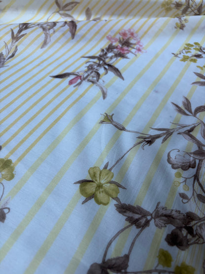 PC MARGE 023 cotton voile stripes and flowers yellow