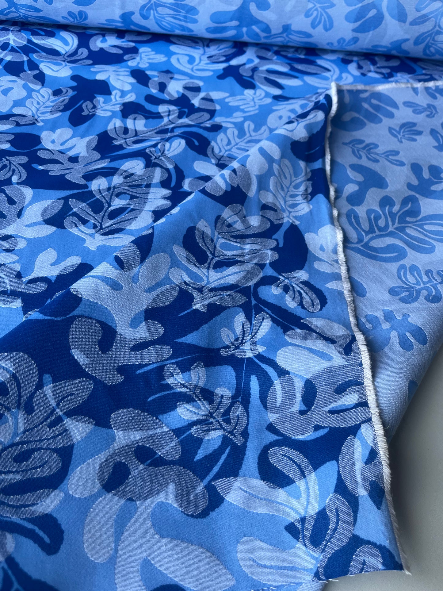 CELESTIN 033 cotton jacquard multi-blue floral design
