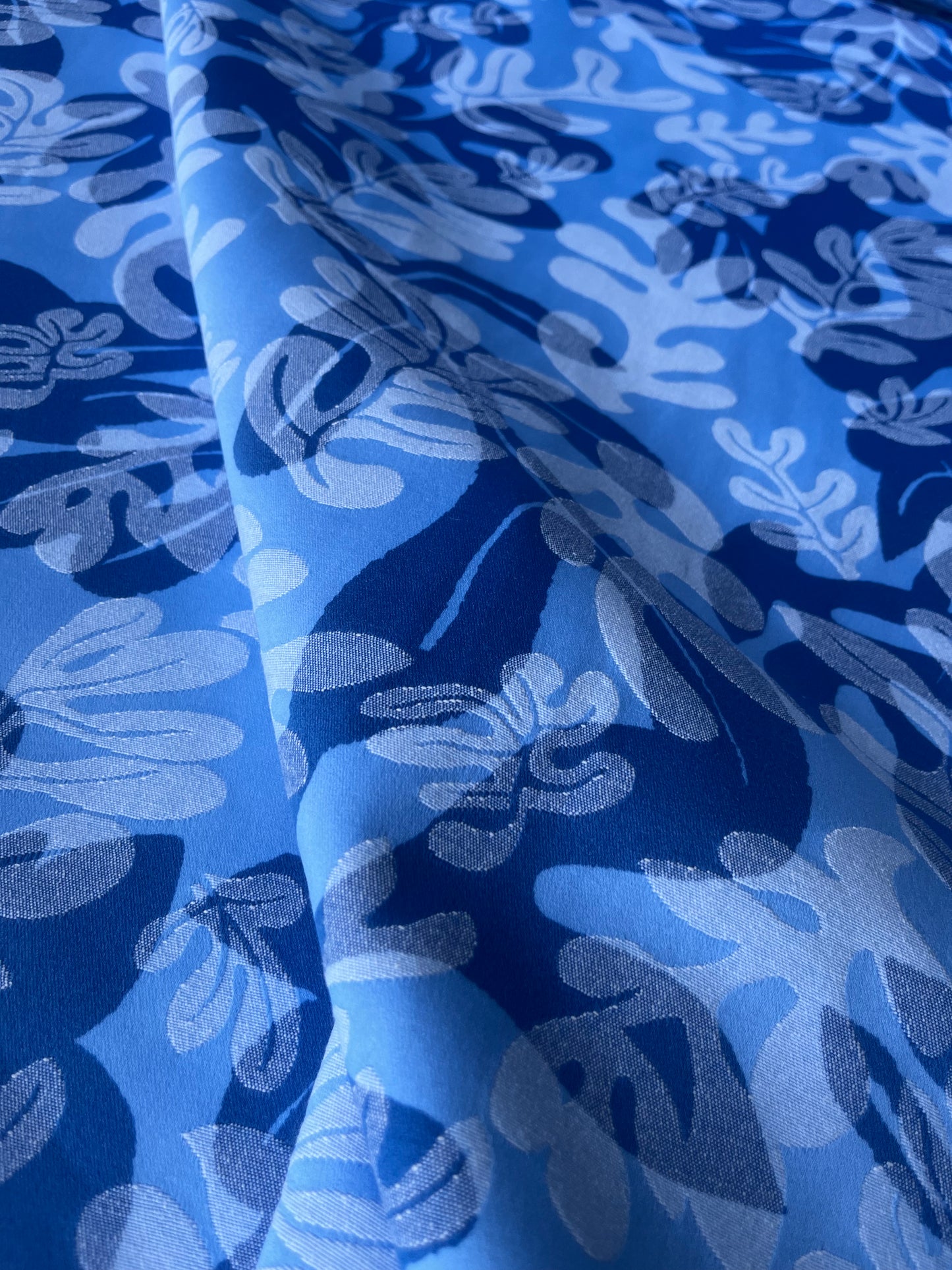 CELESTIN 033 cotton jacquard multi-blue floral design