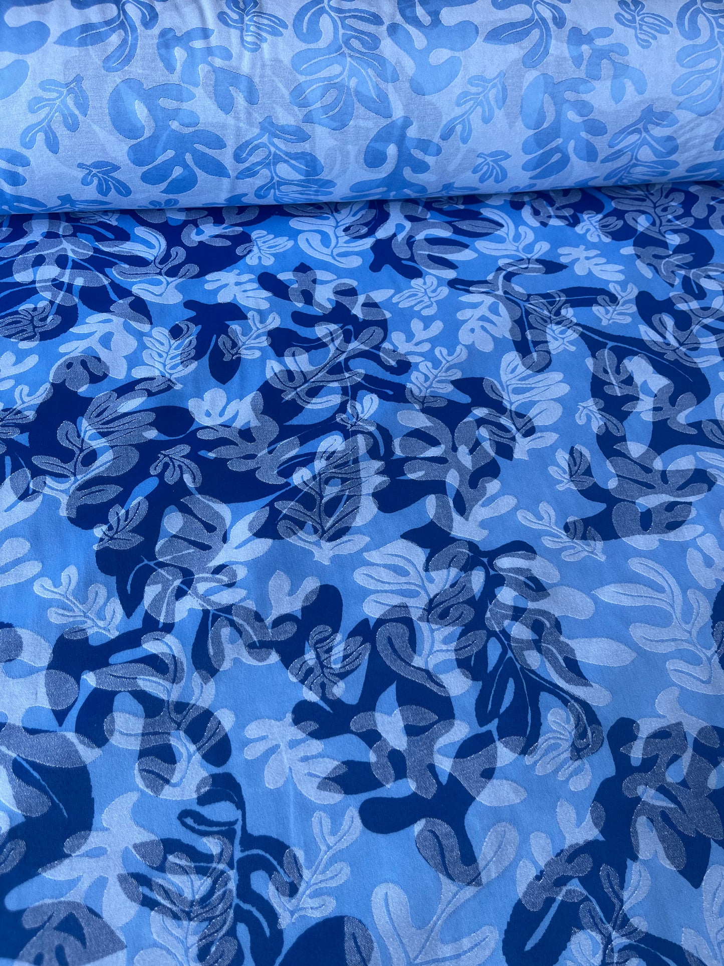 CELESTIN 033 cotton jacquard multi-blue floral design