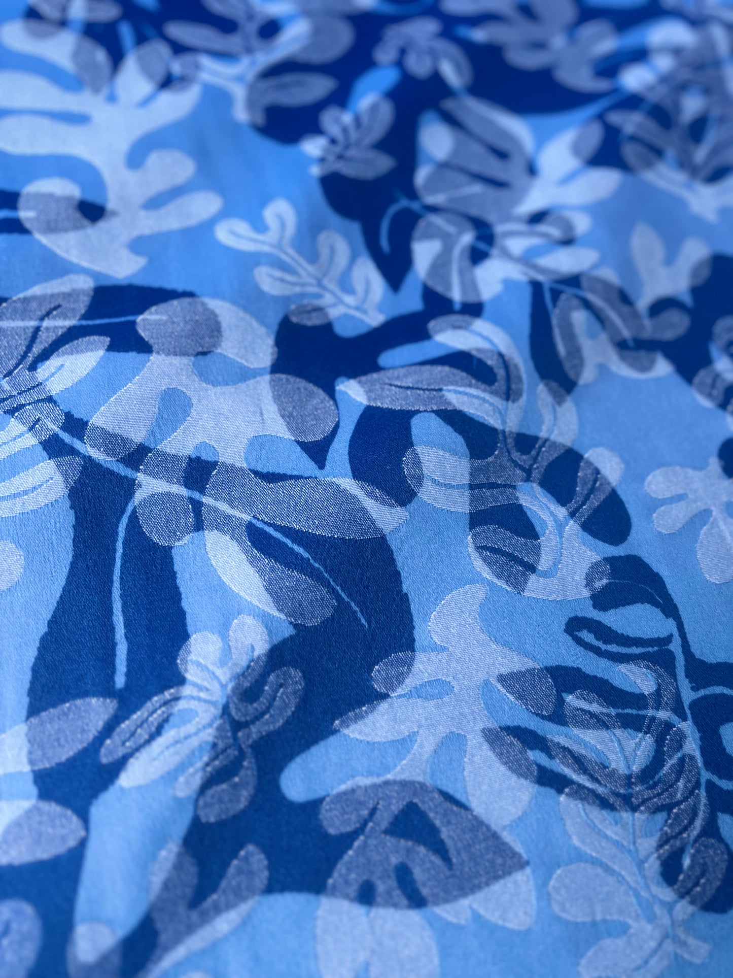 CELESTIN 033 cotton jacquard multi-blue floral design