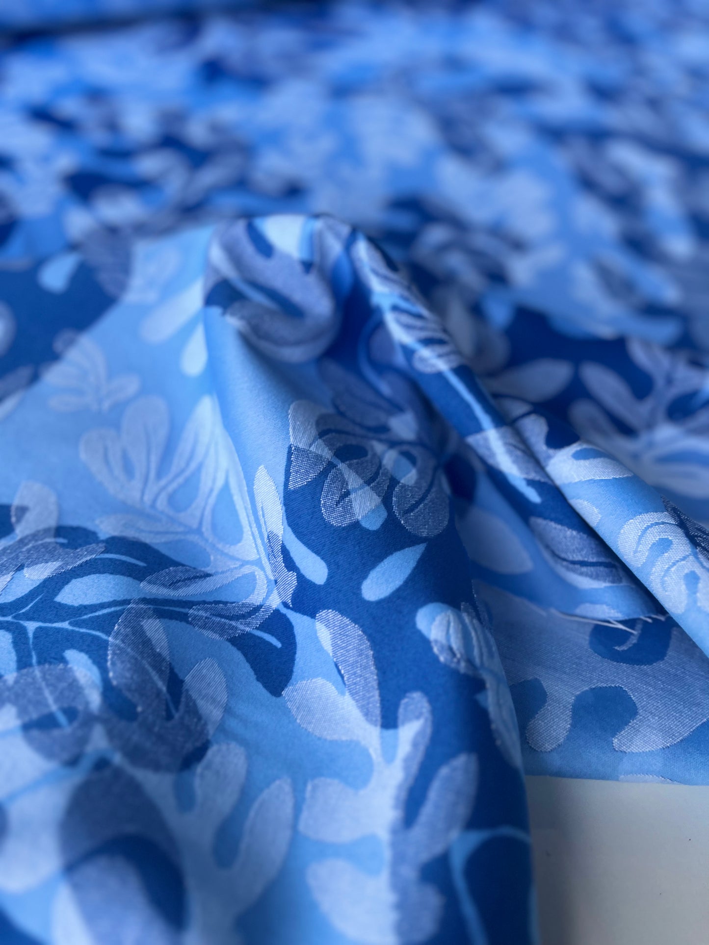 CELESTIN 033 cotton jacquard multi-blue floral design