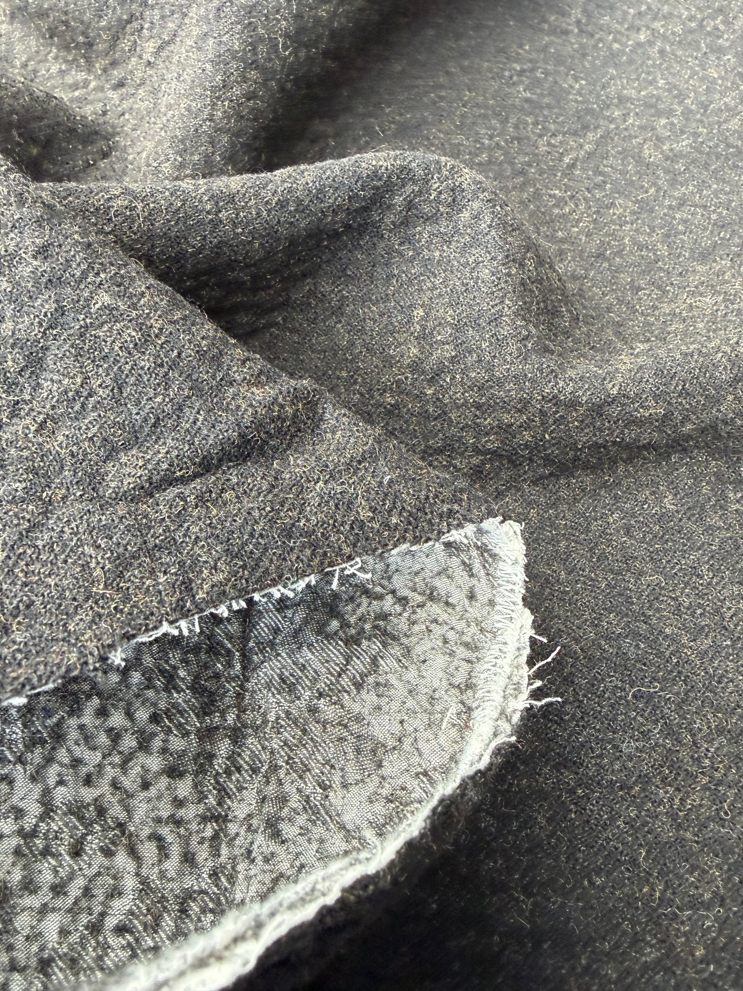 KALEB 018 brown carded wool fused with lining