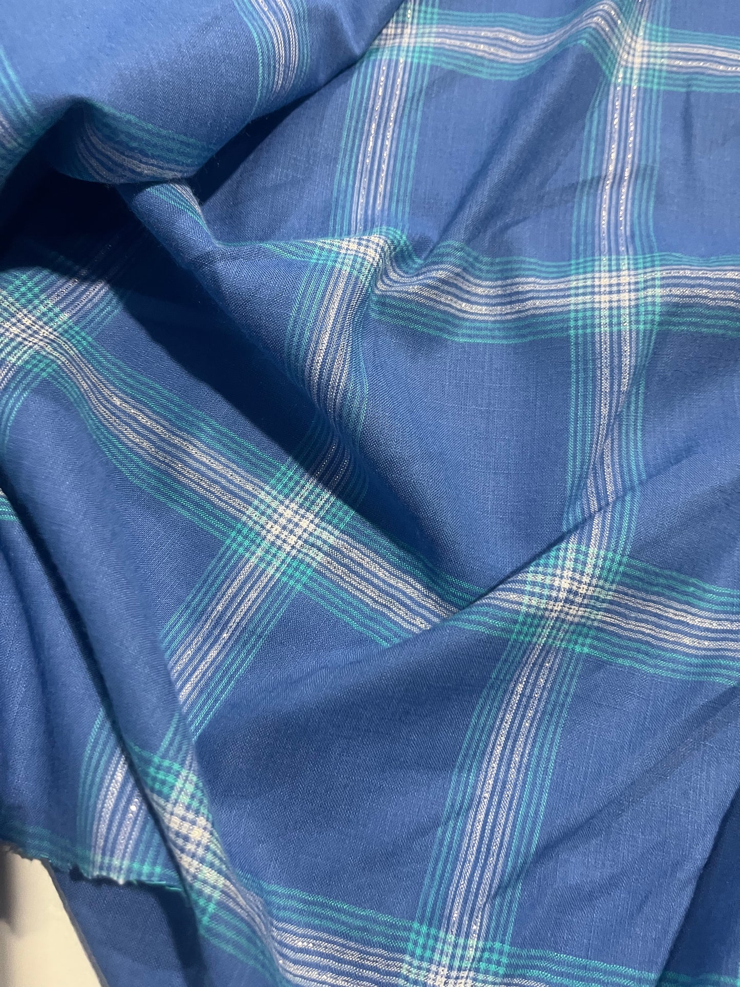 HYACINTHE 010 cotton lurex check washed indigo