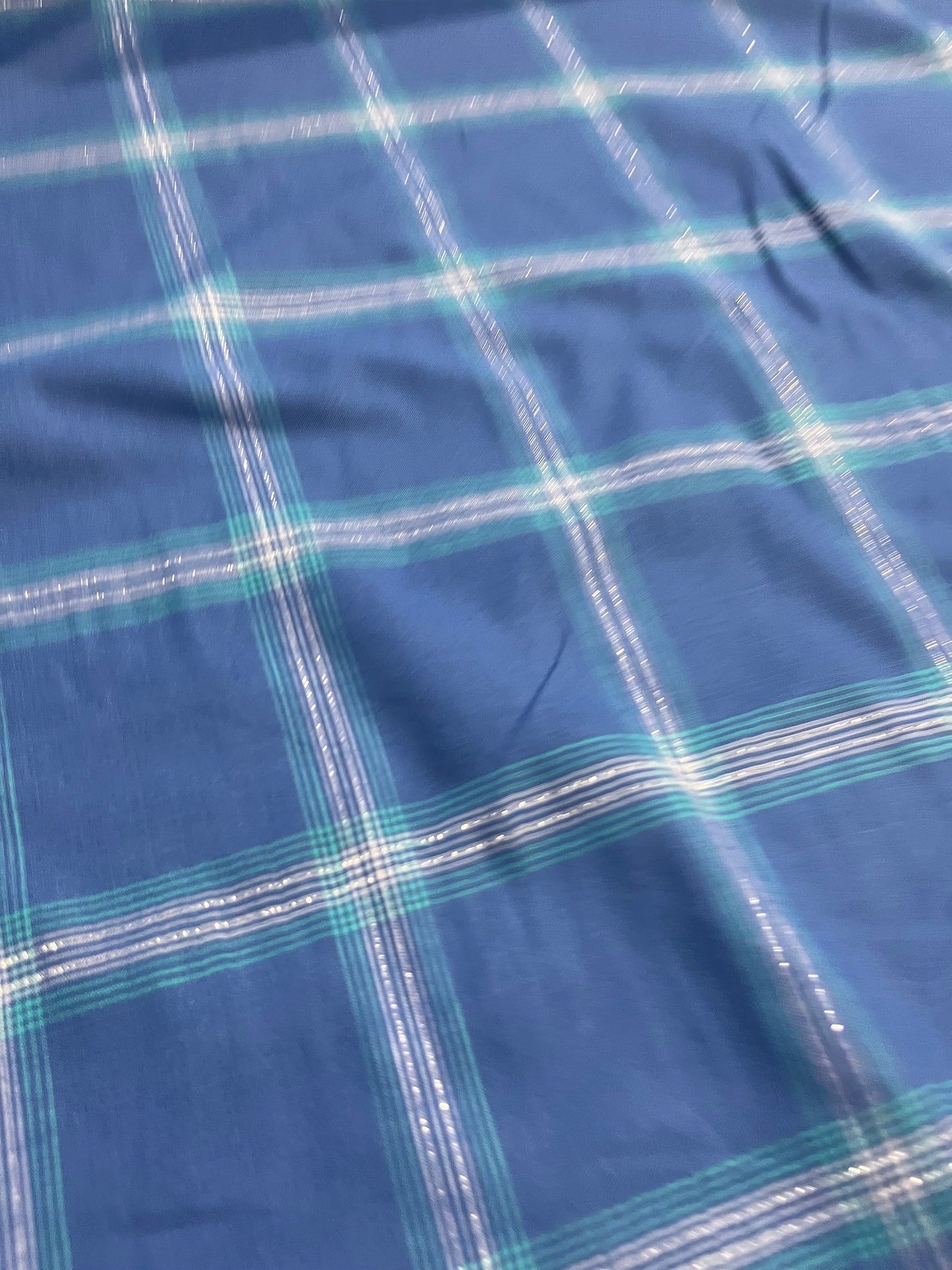 HYACINTHE 010 cotton lurex check washed indigo
