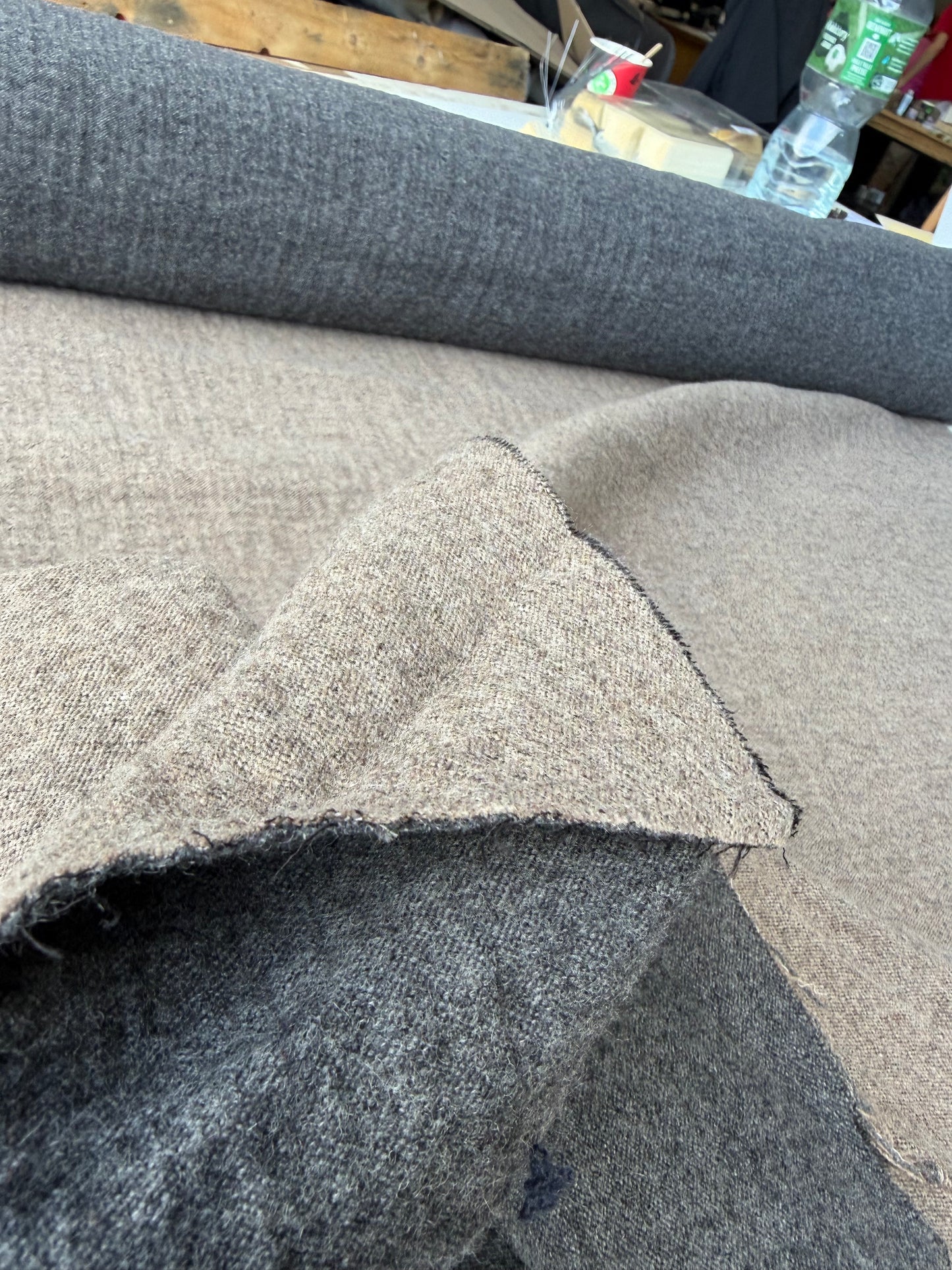 KALEB 021 grey/brown heavy wool double fabric