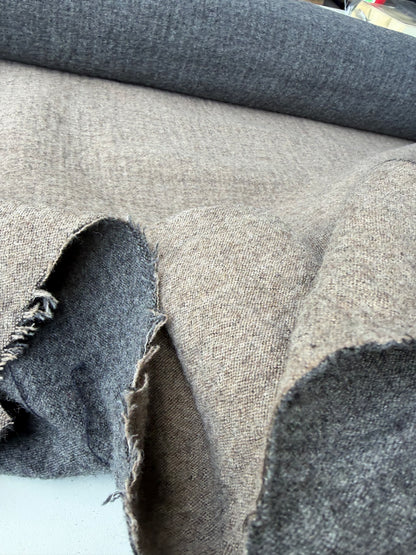 KALEB 021 grey/brown heavy wool double fabric