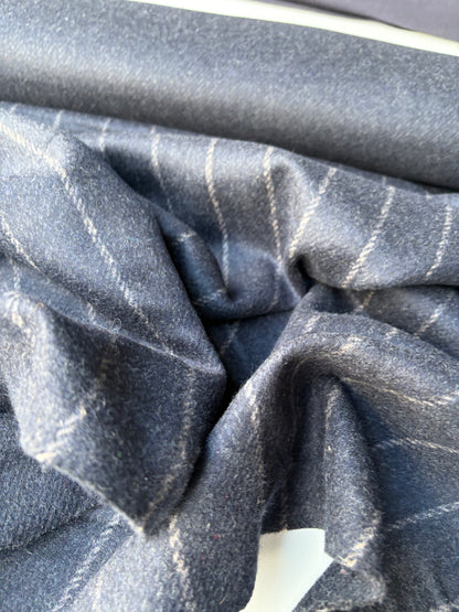 KALEB 023 navy heavy wool flannel pinstripe