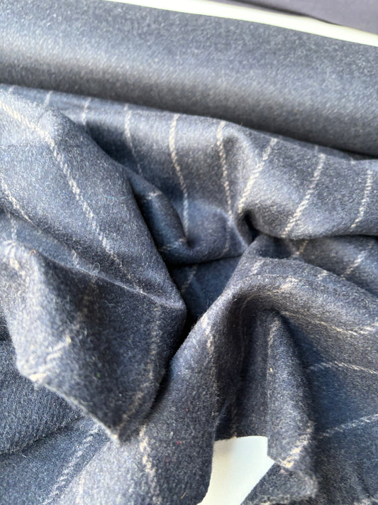 KALEB 023 navy heavy wool flannel pinstripe
