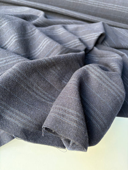 KALEB 025 navy wool drape with hirizontal stripes