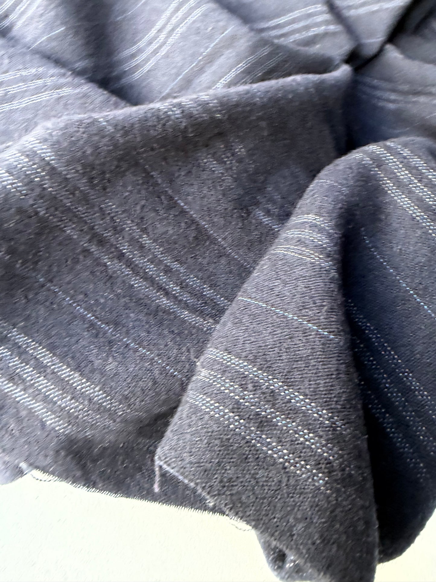 KALEB 025 navy wool drape with hirizontal stripes