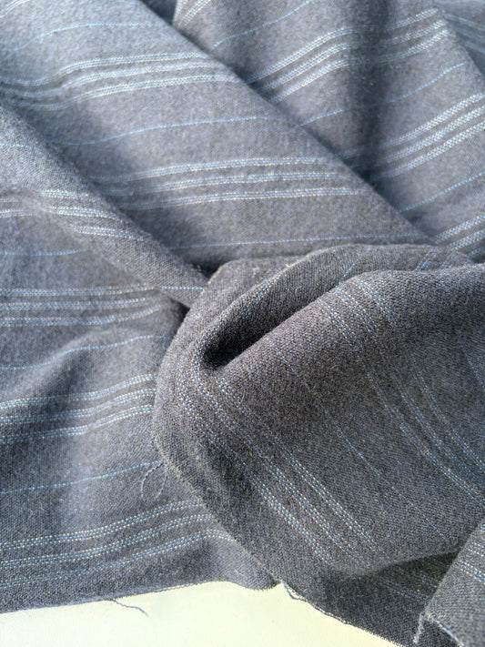 KALEB 025 navy wool drape with hirizontal stripes