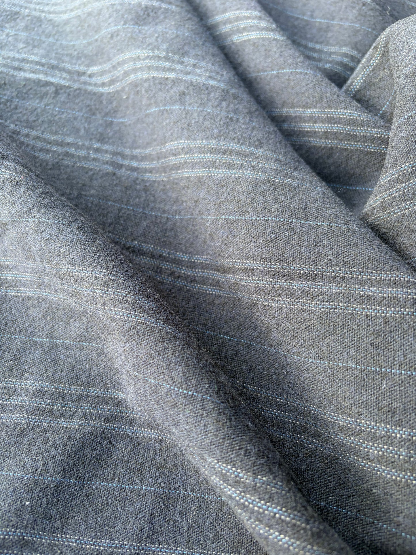 KALEB 025 navy wool drape with hirizontal stripes
